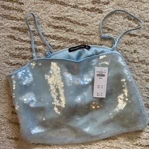 Abercrombie & Fitch Blue Sequin Cropped Top